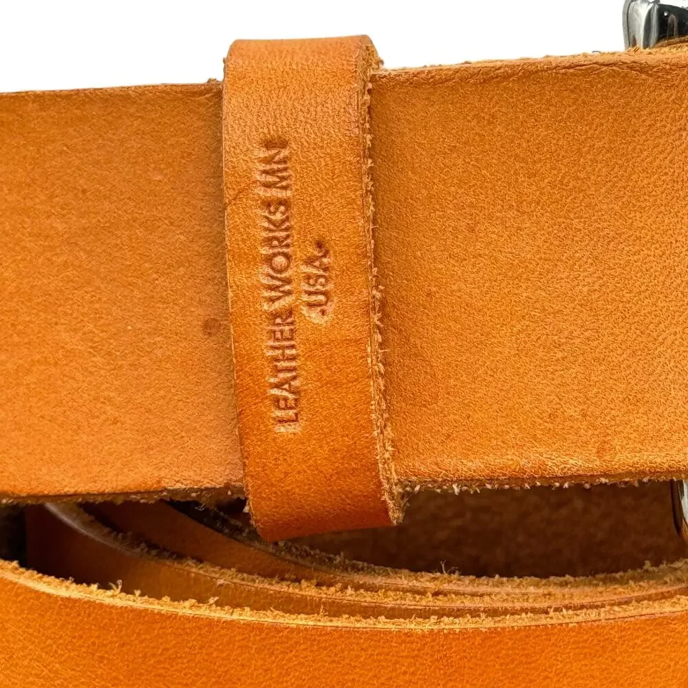 Leather Works Minneapolis Rustic Leather Belt SZ 42 Mens Brown Western Workwear